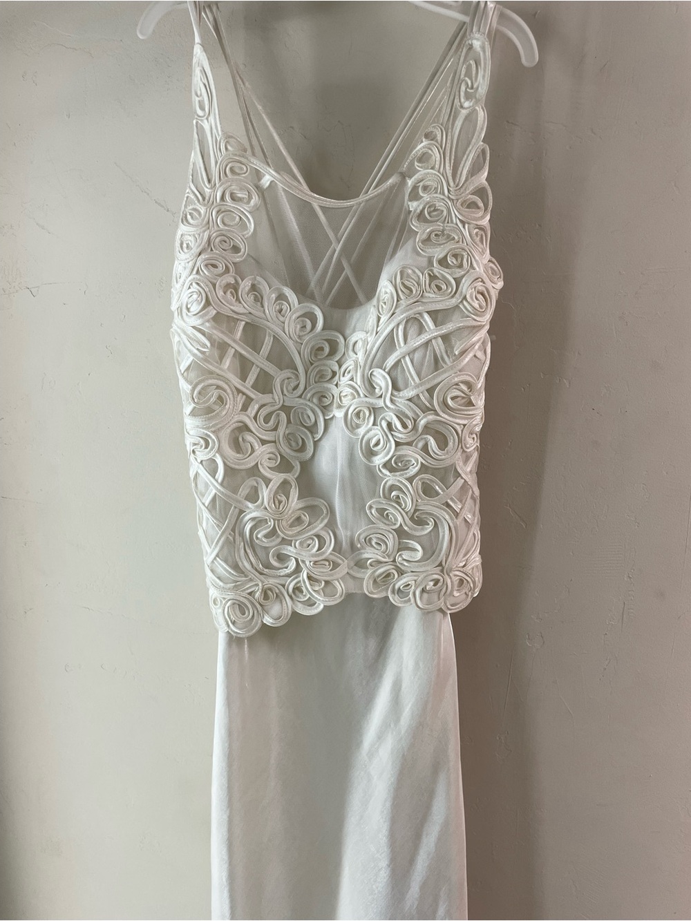Vintage White Embroidered Overlay Slip Dress